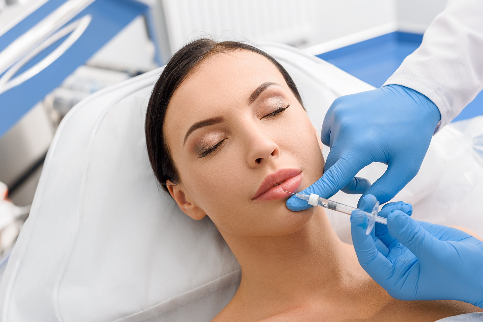 Lip fillers in a skin clinic