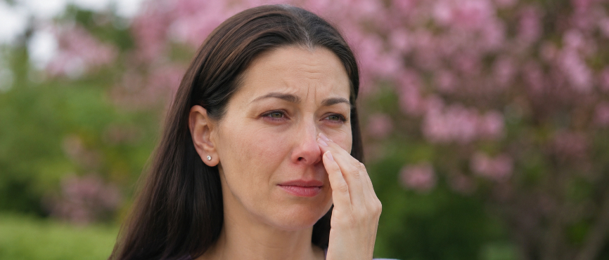 Woman with hay fever face